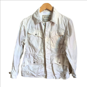 ZADIG & VOLTAIRE Cream Camo French Casual Cotton & Linen Jacket Size Medium